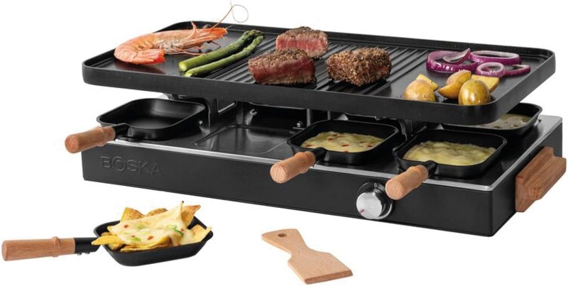 BOSKA Raclette Grill Party – Electric Raclette Machine, Raclette Table Grill – Raclette grill for 8 persons - PFAS-Free Ceramic Plate – Reversible Aluminum Griddle - Image 1